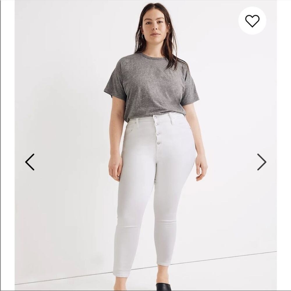 Madewell Curvy High Rise Skinny Crop White Jeans Button Fly NEW